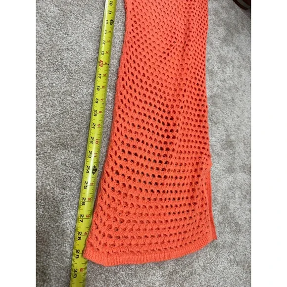 NWT Aerie AEO Orange Crochet Vacay Wide Leg Beach CoverUp Drawstring Waist Large - Picture 10 of 11